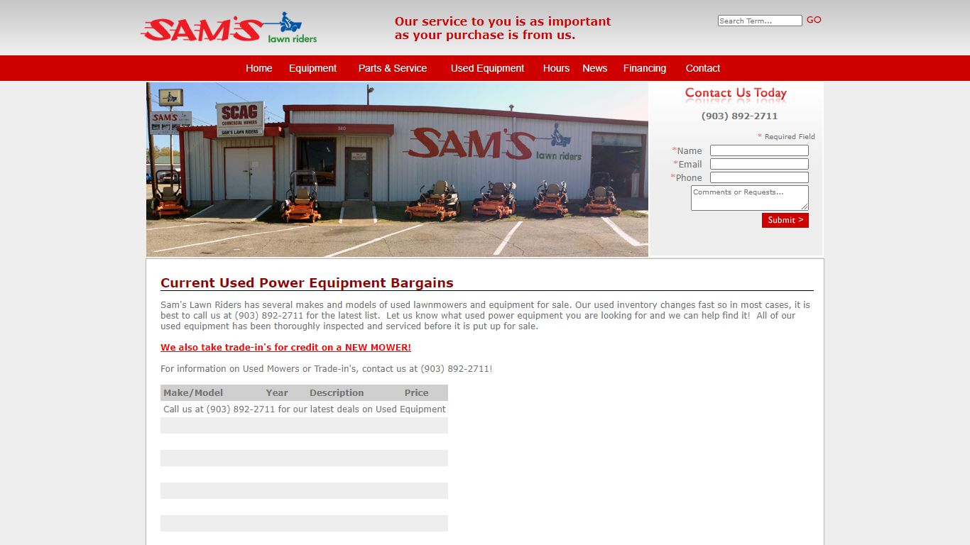 Sam's Lawn Riders : Sherman, TX. : The best brands of equipment like ...