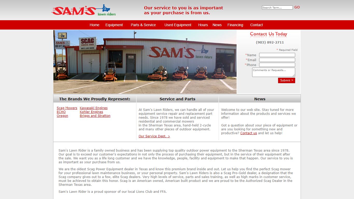 Sam's Lawn Riders : Sherman, TX. : The best brands of equipment like ...